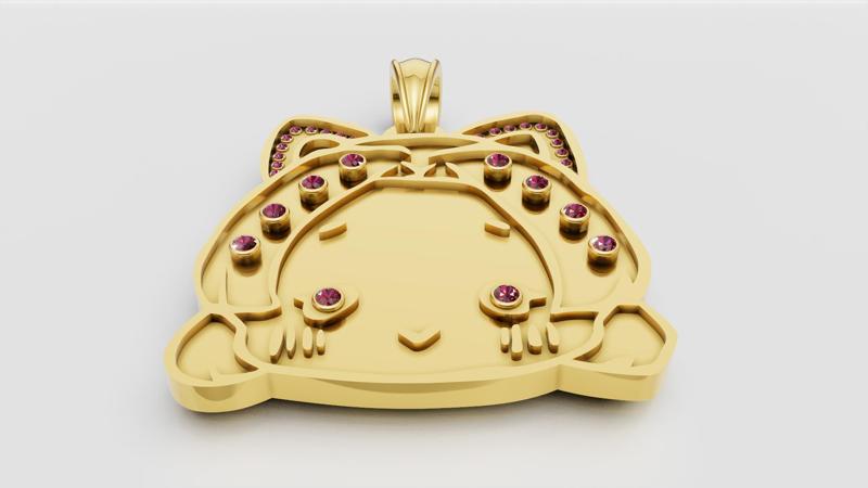 gold cat pendant 3D printable model