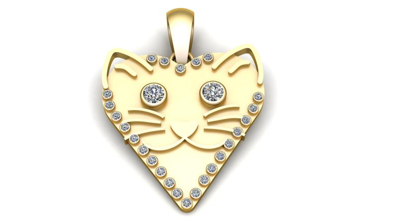 FANCY SHAPE CAT PENDANT 3D PRINTABKLE MODEL