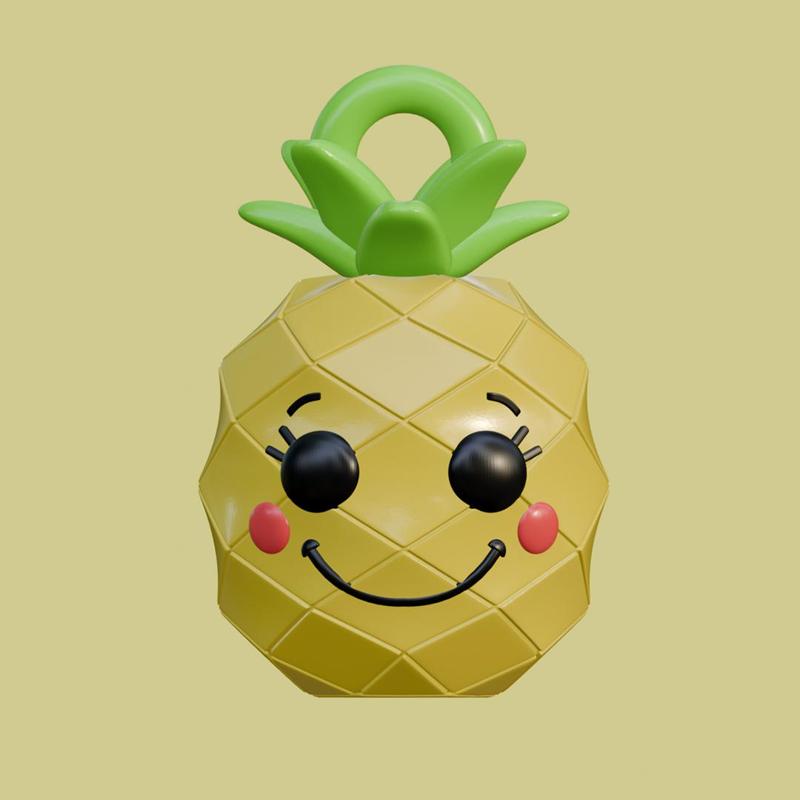 Cute Pineapple Keychain – 3D Printable Smiling Pineapple with Bright Colors