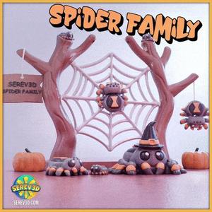 Serev3D Spider Family - Customizable Spiders with Keychains, Magnetic Web Display & Hats STL/3MF