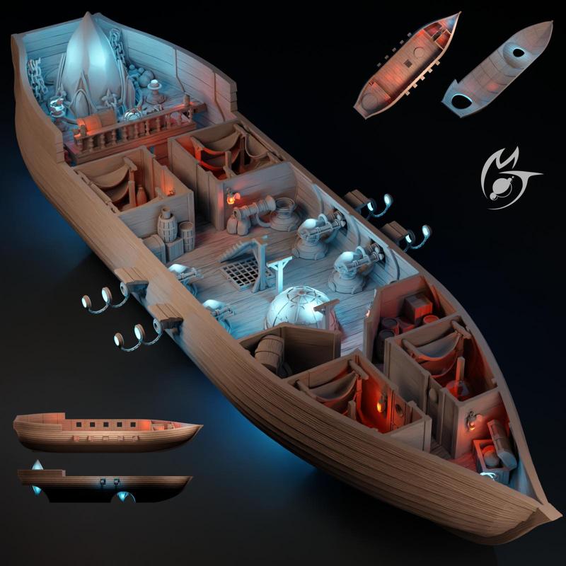 Crystal Airship & Regular Ship - Modular OpenLOCK terrain