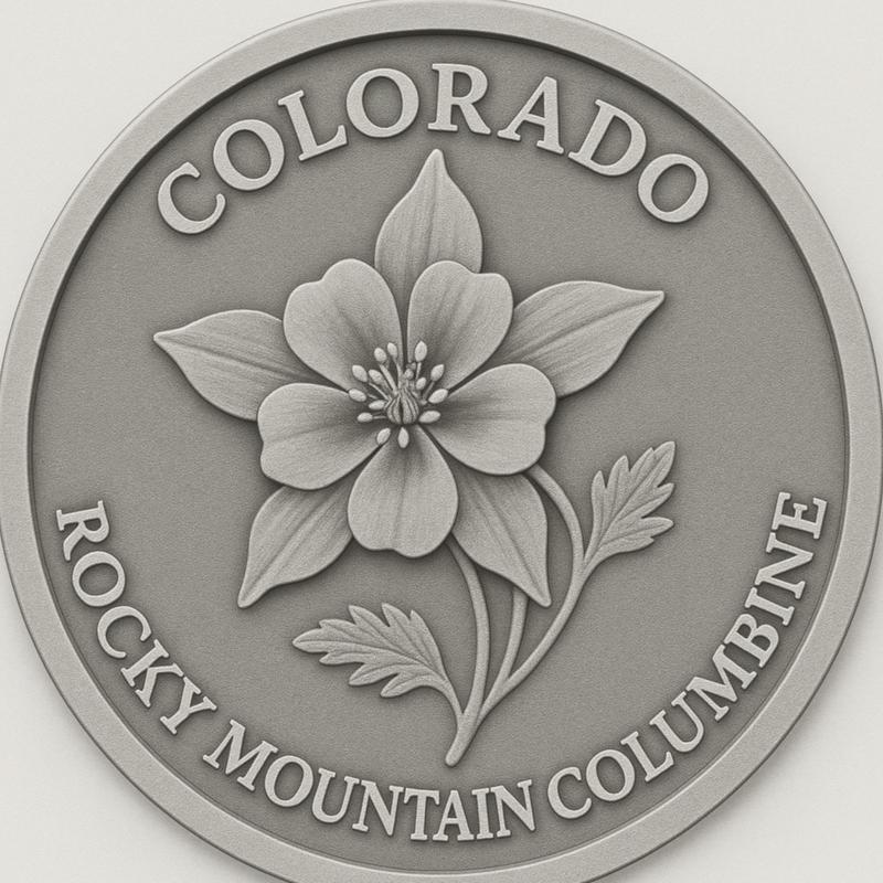 colorado state flower rocky mountain columbine coin token wall art