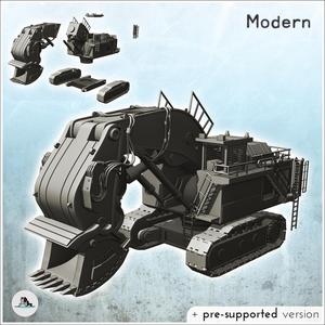 Mining backhoe with large bucket and tracks (11) - Modern WW2 WW1 World War Diaroma Wargaming RPG Mini Hobby