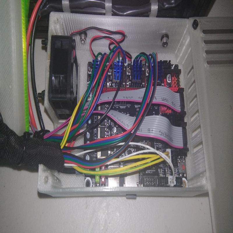 SKR 1.3 enclosure mounts to 2020 or 2040 aluminum extrusions for 4010 or 4020 cooling fan