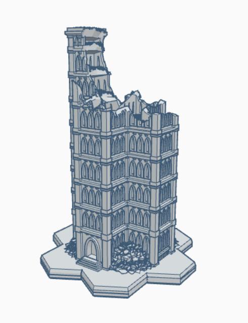 Gothic Ruined Building 28 with Hex Base GRHB028