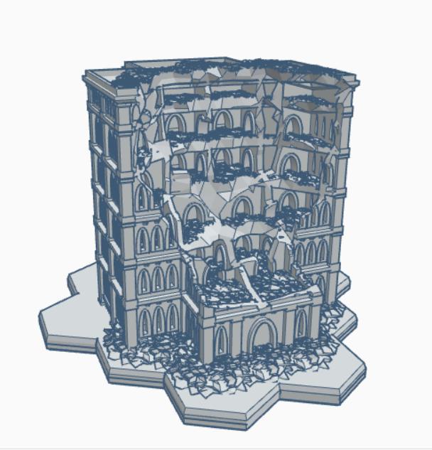 Gothic Ruined Building with Hex Base 56 GRHB056