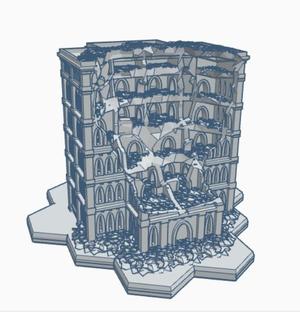 Gothic Ruined Building with Hex Base 56 GRHB056