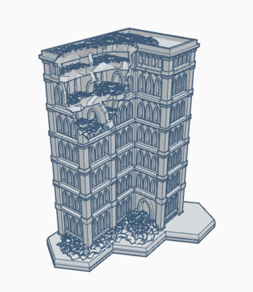 Gothic Ruined Building 45 with Hex Base GRHB045