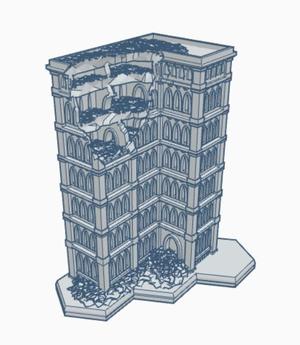 Gothic Ruined Building 45 with Hex Base GRHB045