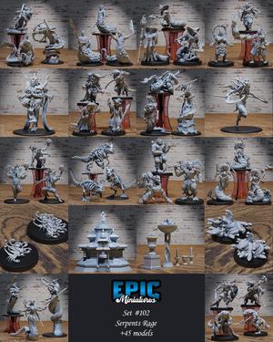 Serpents Rage Set ‧ DnD Miniature ‧ Tabletop Miniatures ‧ Gaming Monster ‧ 3D Model ‧ RPG ‧ DnDminis ‧ STL FILE