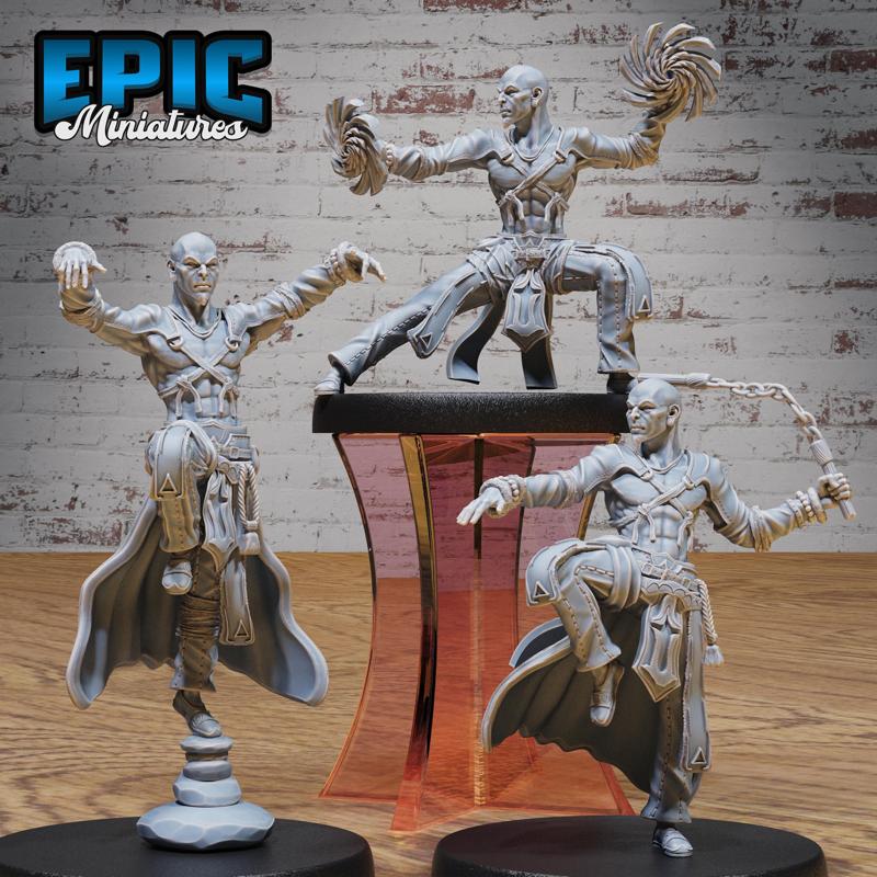 Monk Adventurer Male Set ‧ DnD Miniature ‧ Tabletop Miniatures ‧ Gaming Monster ‧ 3D Model ‧ RPG ‧ DnDminis ‧ STL FILE