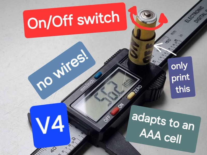 simplest AAA Battery Holder for your Caliper