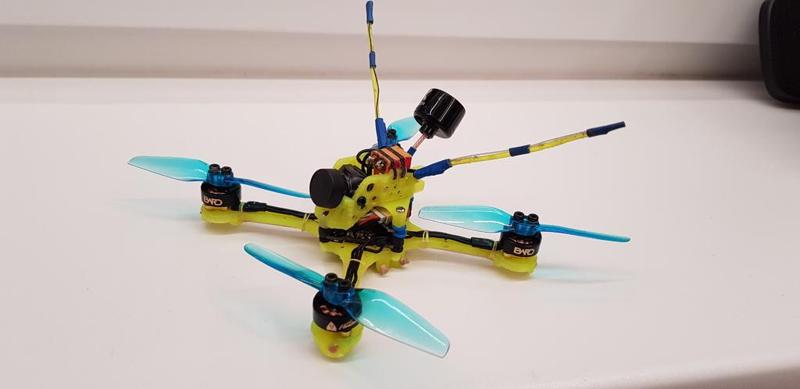 Ultralight 3 inch quadcopter on barbeque sticks