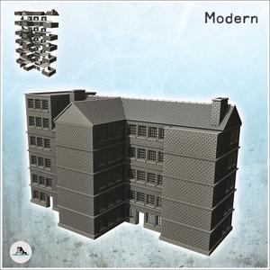 Large multi-storey brick industrial building with chimney (15) - Modern WW2 WW1 World War Diaroma Wargaming RPG Mini Hobby