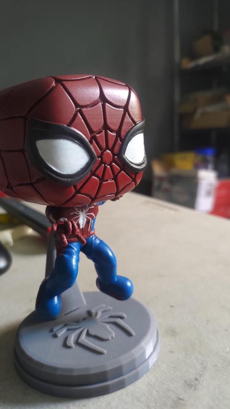 Spiderman Funko Pop Style with Stand and Container Head