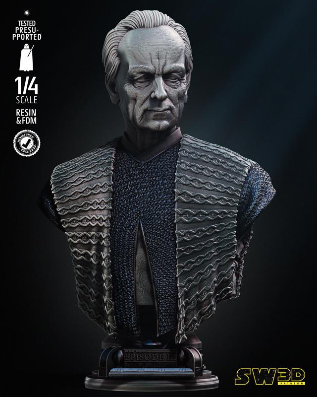 PALPATINE BUST PORTRAIT - TESTED AND READY FOR 3D PRINTING