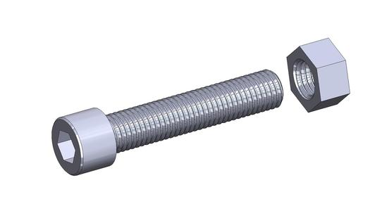 M18 x 80mm bolt DIN 912 VG + M18 nut DIN934 Nut Screw