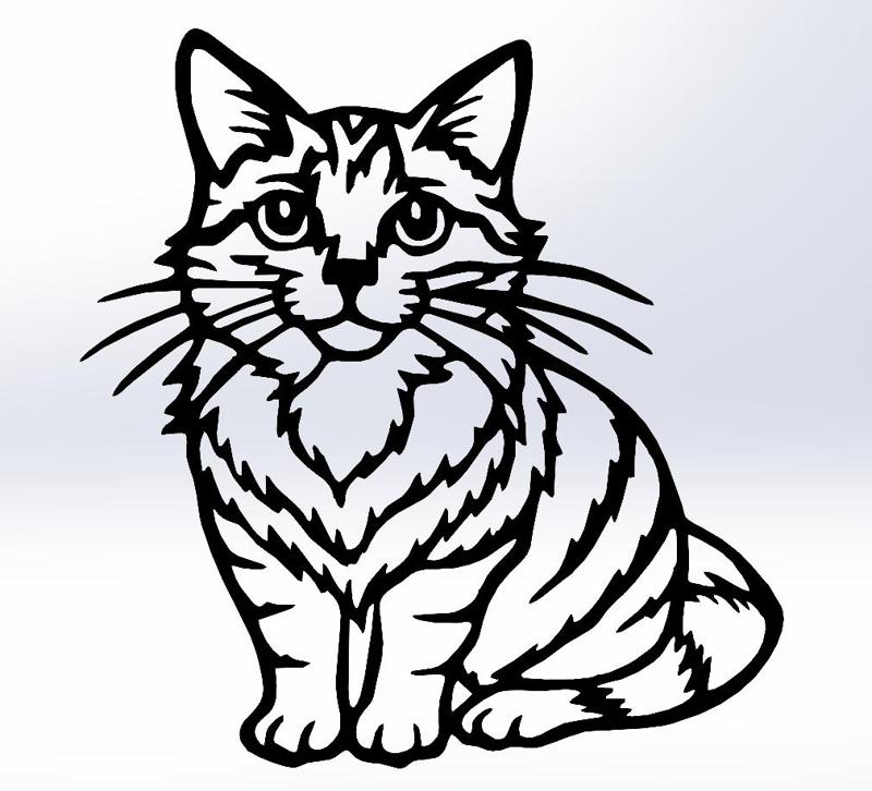 Serene Feline: Line Art of a Sitting Cat