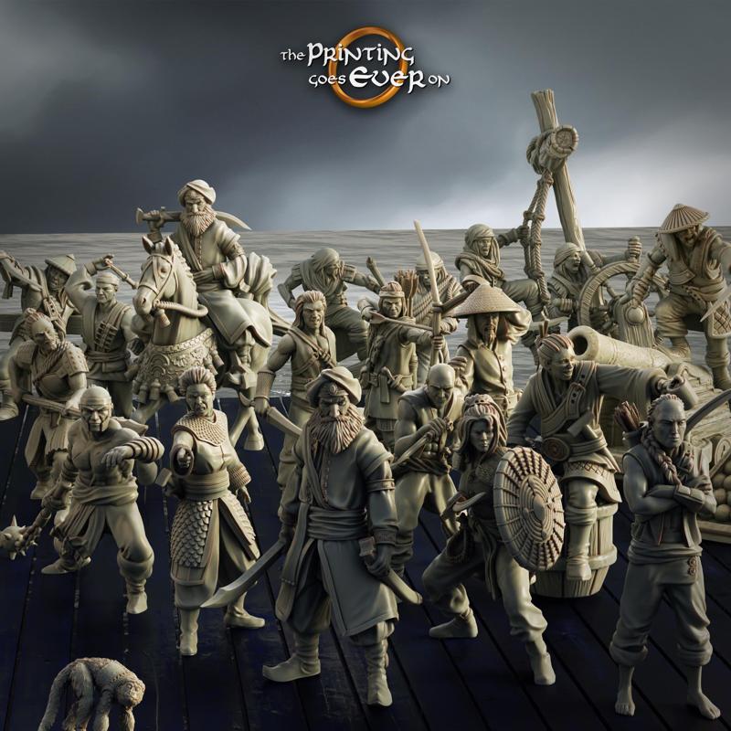 Oriental Pirates Warband - 20 Models - Presupported