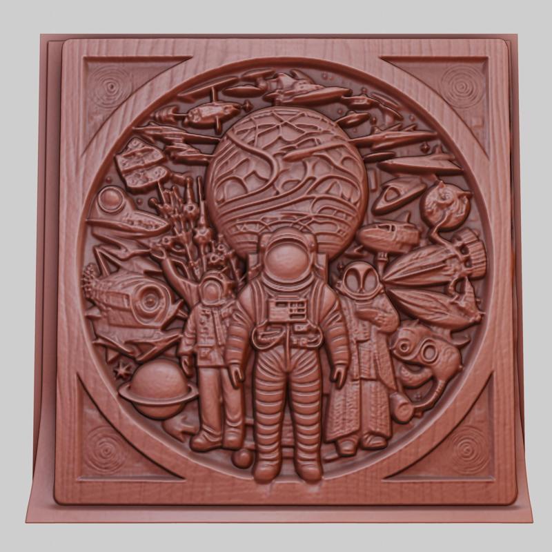 The Hitchhiker's Guide to the Galaxy 3d printer relief medallion obj stl