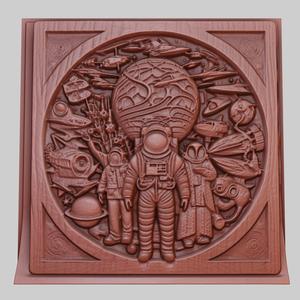 The Hitchhiker's Guide to the Galaxy 3d printer relief medallion obj stl
