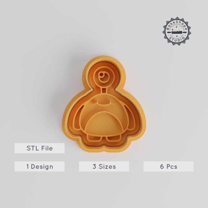 One Long Eye Monster Shape Cutter & Stamp, Cookie & Fondant Tools, 6 Piece Set, S/M/L Sizes, Cartoon Cyclops Design PRODUCT_3039