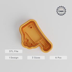 Butchers Knife Shape Cutter Stamp Set, Ideal for Cookies & Fondant, 6-Piece, Scary Spooky Cleaver Design, Includes S/M/L Sizes PRODUCT_3405