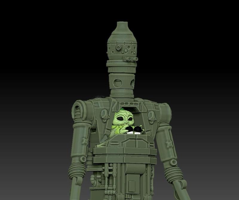 Star Wars The Mandalorian . IG-12 droid .3D action figure .OBJ Kenner style.