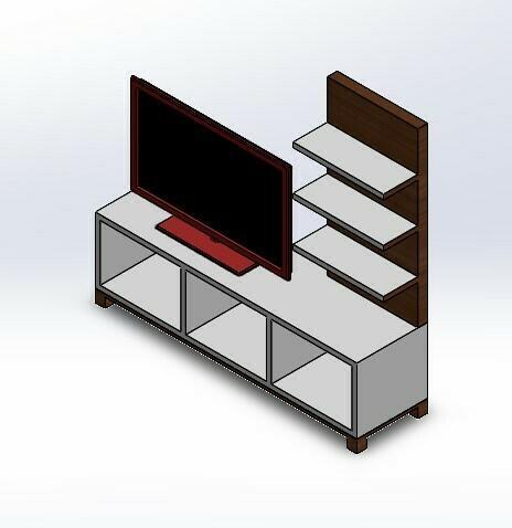 1.6 SCALE TV UNIT + 40'' TV (WITH FRAME9 FOR BARBIE HOUSE / DOLLHOUSE