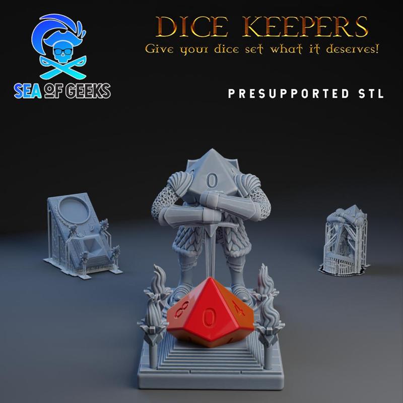 Dice Keepers - D10 Paladin miniature & polyhedral dice stand