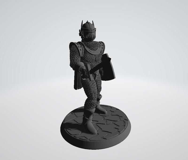 28mm Miniature Black Town / City Guard - Knight with Sword