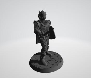 28mm Miniature Black Town / City Guard - Knight with Sword