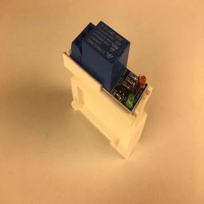 DIN rail holder for single relay board