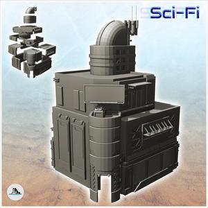 Futuristic store with terrace and advertising panels on the facade (9) - Future Sci-Fi SF Post apocalyptic Tabletop Scifi Wargaming Planetary exploration RPG Terrain