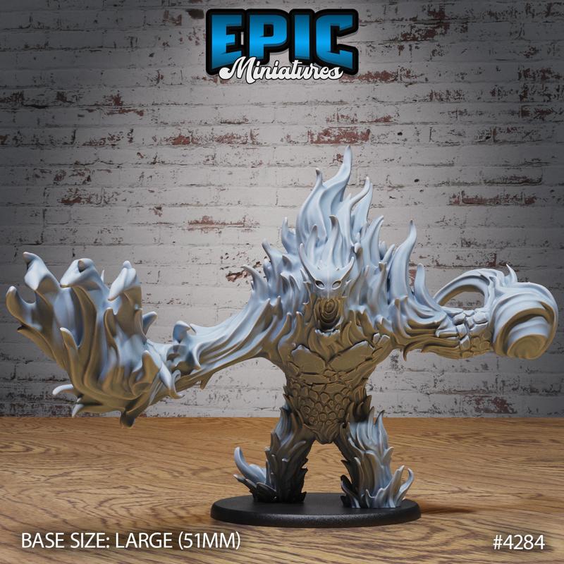 Fire Elemental Attack ‧ DnD Miniature ‧ Tabletop Miniatures ‧ Gaming Monster ‧ 3D Model ‧ RPG ‧ DnDminis ‧ STL FILE
