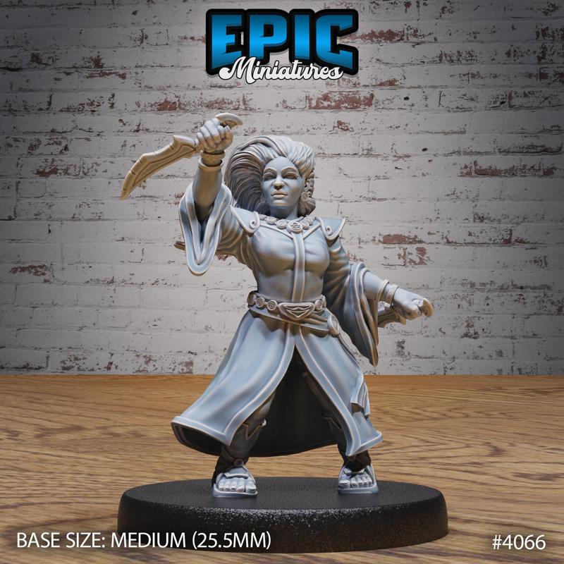 Dwarf Wind Mage Female Attack ‧ DnD Miniature ‧ Tabletop Miniatures ‧ Gaming Monster ‧ 3D Model ‧ RPG ‧ DnDminis ‧ STL FILE