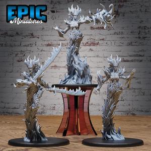 Fire Elemental Female Set ‧ DnD Miniature ‧ Tabletop Miniatures ‧ Gaming Monster ‧ 3D Model ‧ RPG ‧ DnDminis ‧ STL FILE