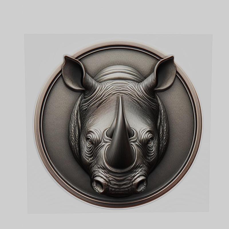 Rhino Animal Head Rhino Animal Medallion for CNC Router Laser & 3D Printer