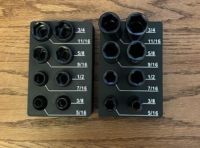 (2 set variations) 3/8"Dr Impact Imperial Socket Organization, Gridfinity