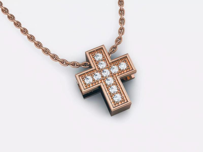 Jesus Cross Diamond Pendant 3dm render details
