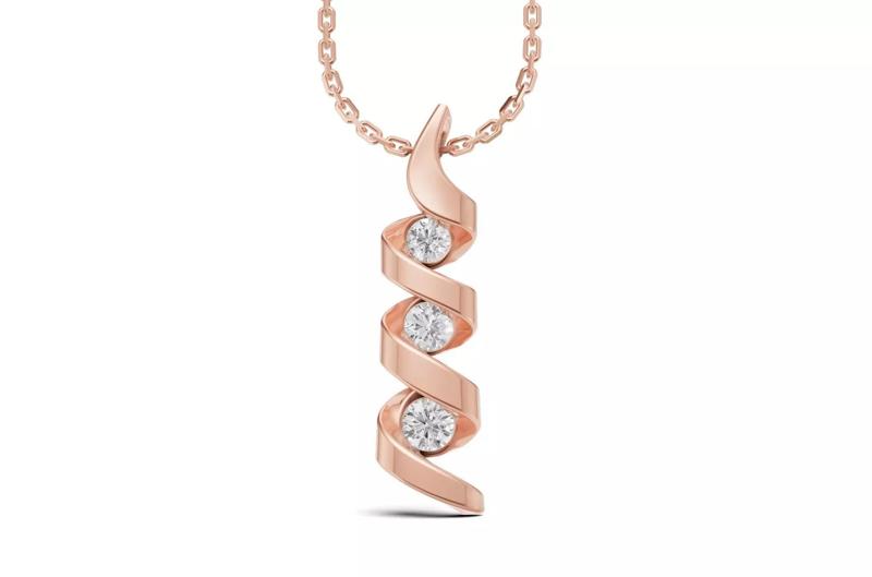 Spiral Pendant with 3 Round Diamonds