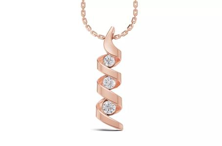 Spiral Pendant with 3 Round Diamonds