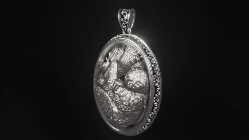 Sloth Cameo Pendant