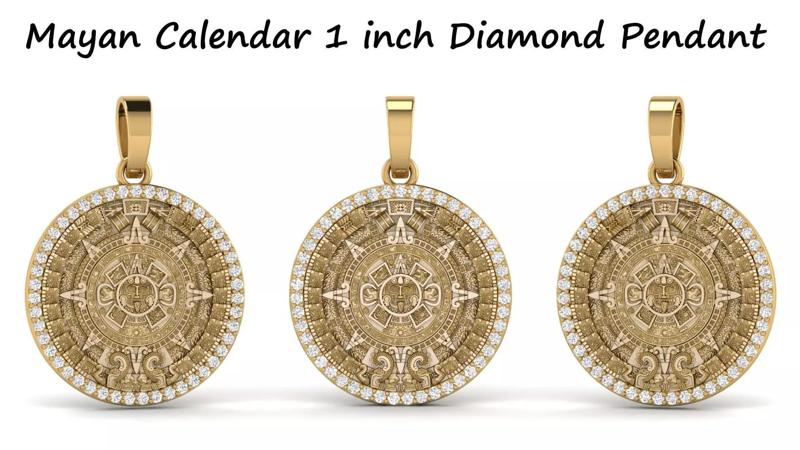 Mayan Calendar 1 inch Diamond Pendant