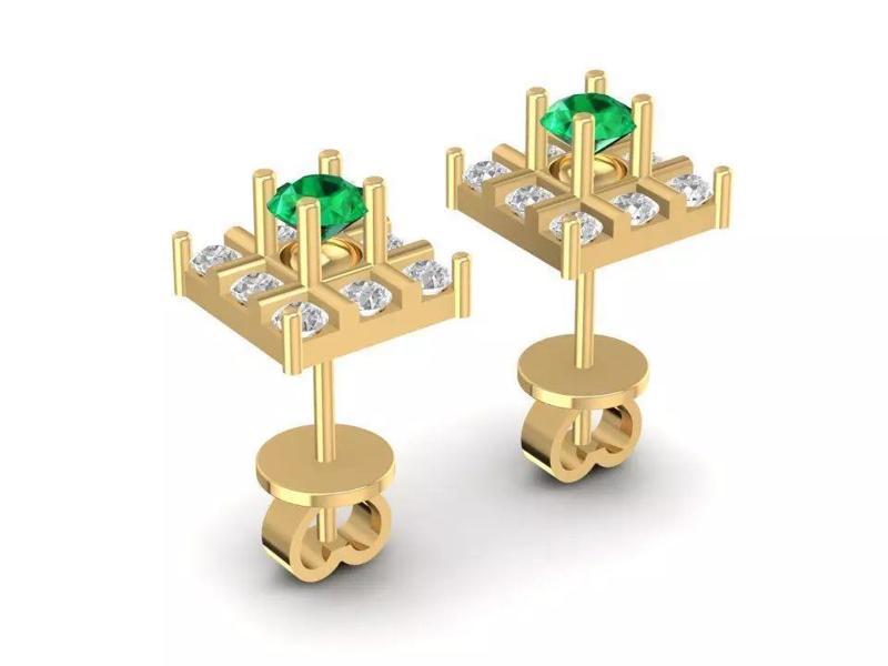 Square Cluster Gemstone Stud Earrings Setting for Women 1378