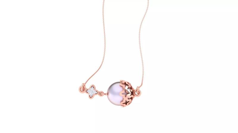 Star Pearl Light Weight Diamond Necklace renders 3dm stl