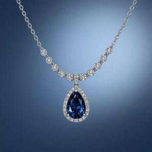 Sapphire Elegance Necklace  Blue Tear Drop