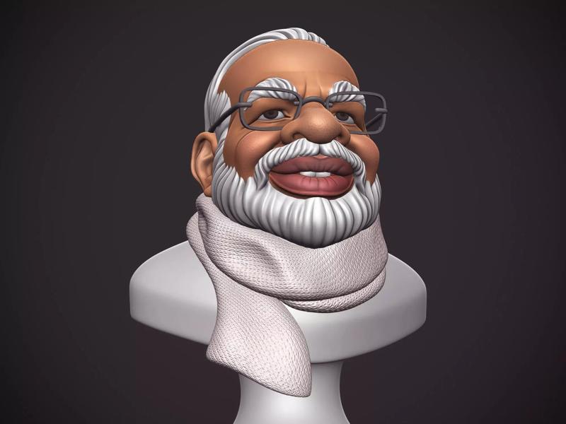 PM Modi Cartoon Bust
