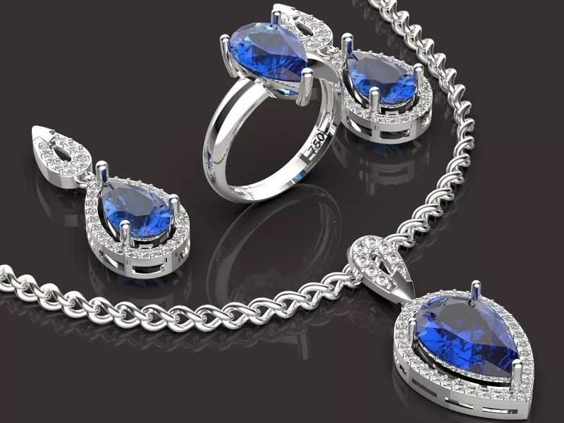 Jewelry Set Silver Gold  Print