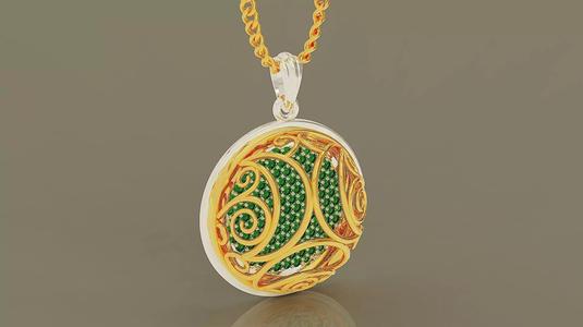 Assemblable two-piece pave set diamond patterned pendant